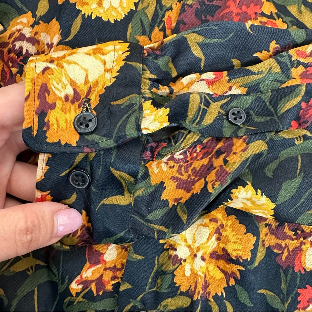 Zara Man Satin Floral Button Down Shirt - Picture 6 of 8